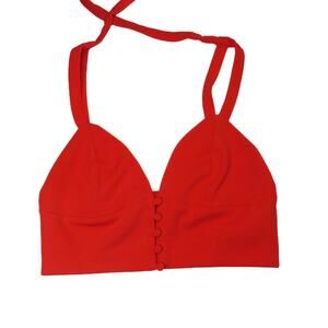 Forever 21 Sexy Red Pin Up V-Neck Sweetheart Button Up Cropped Tank Top Small